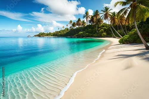beach with palm trees © carl