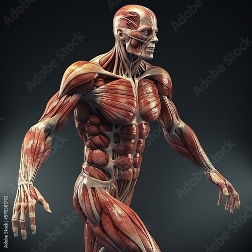 muscle anatomy man. generative ai photo