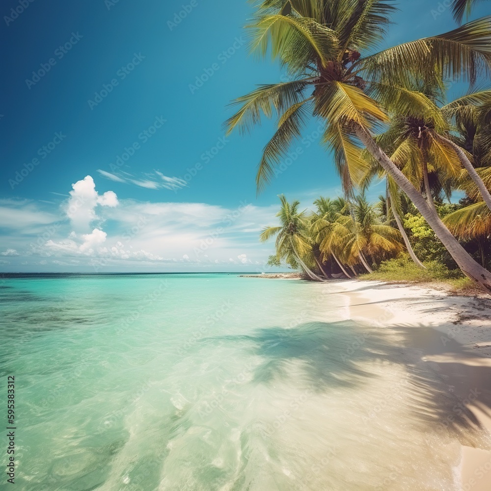 beach with coconut trees. generative ai