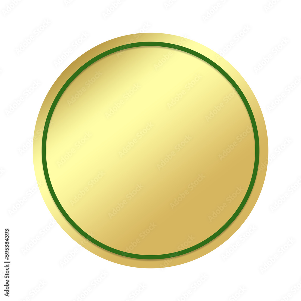 gold banner green circle frame and dot