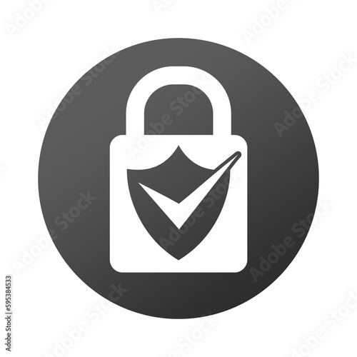 black lock icon and correct mark