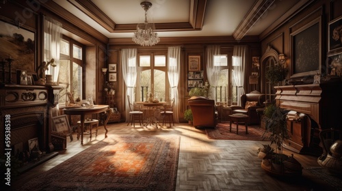 Traditional interior design room with beautiful lightning generative ai © Hixel