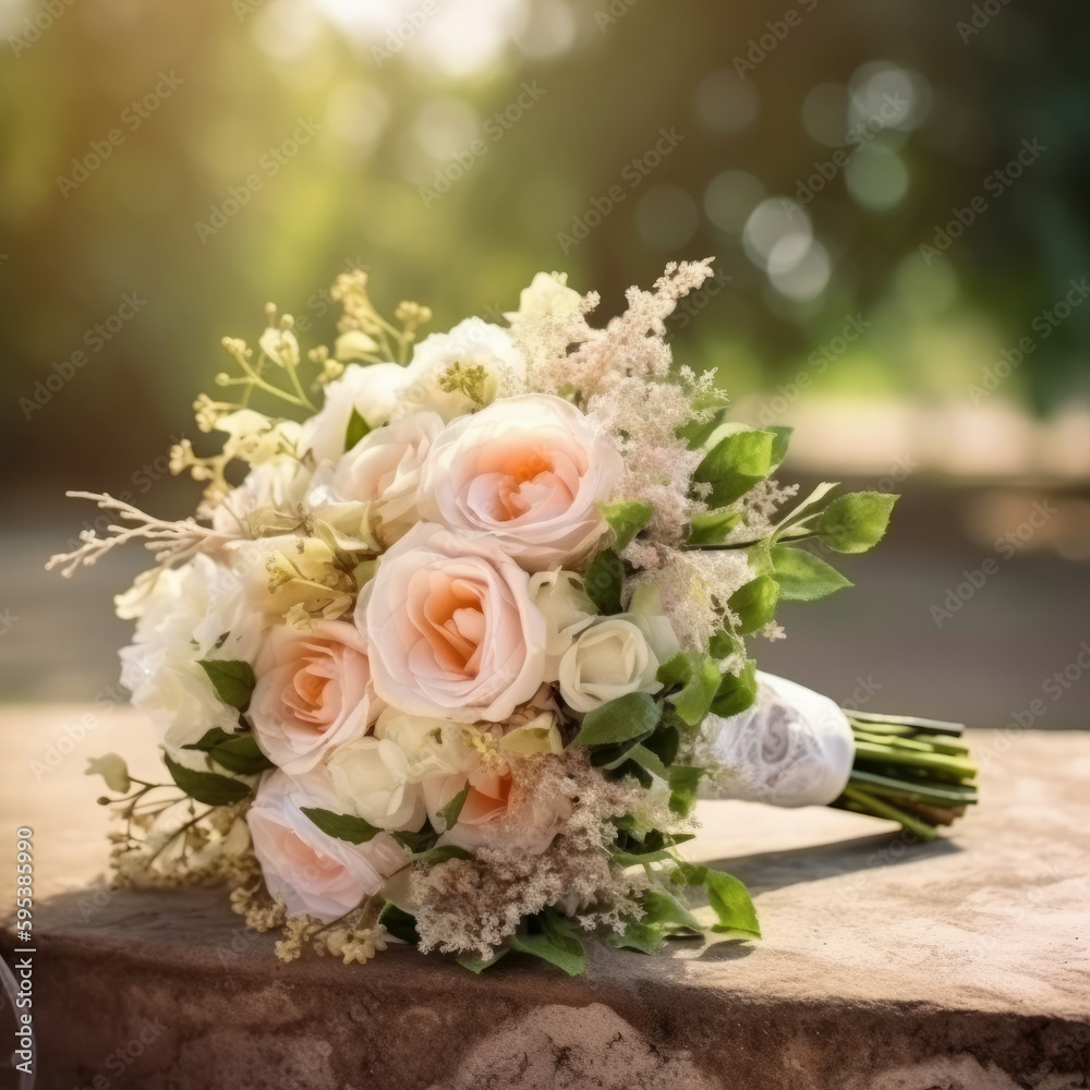 Wedding floral bouquet. Illustration AI Generative Wedding floral bouquet. Illustration AI Generative