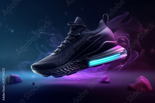 Sport shoes background. Illustration AI Generative.