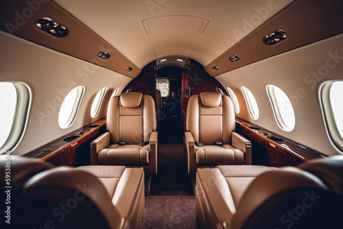 Interior of luxurious private jet Illustration AI Generative.