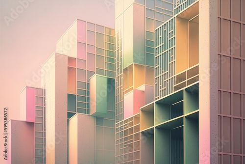 Pastel grid blocks building complexity. Generative AI