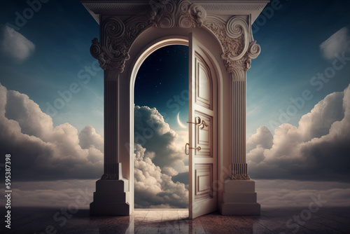 Door to Heaven. Illustration AI Generative.