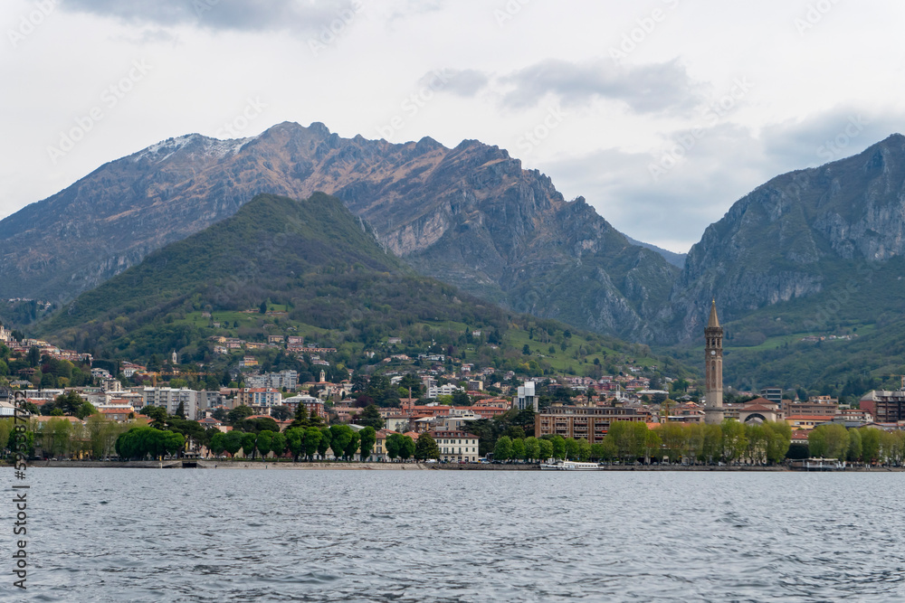 Landscape of Lecco from the lake