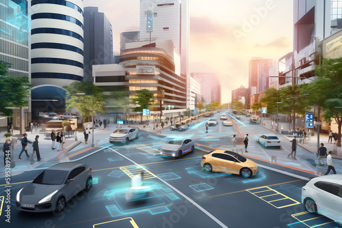 Future street scenario in a smart city