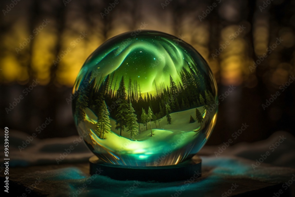 a glass ball in which a forest area can be seen created with Generative AI technology a glass ball in which a forest area can be seen created with Generative AI technology