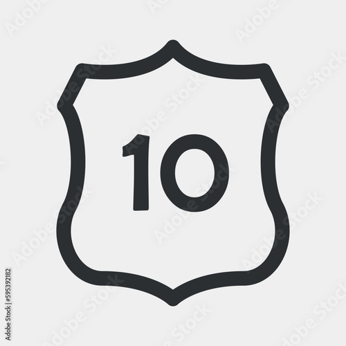 US 10 highway road. Travel inforamtion sign. Interstate highway shields used in the US. Vector illustartion