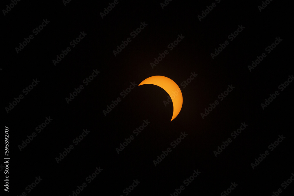 USA, Wyoming, 21 August 2017. Total solar eclipse. The moon passing away from the sun. USA, Wyoming, 21 August 2017. Total solar eclipse. The moon passing away from the sun.