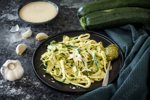 Creamy Zucchini pesto with noodles