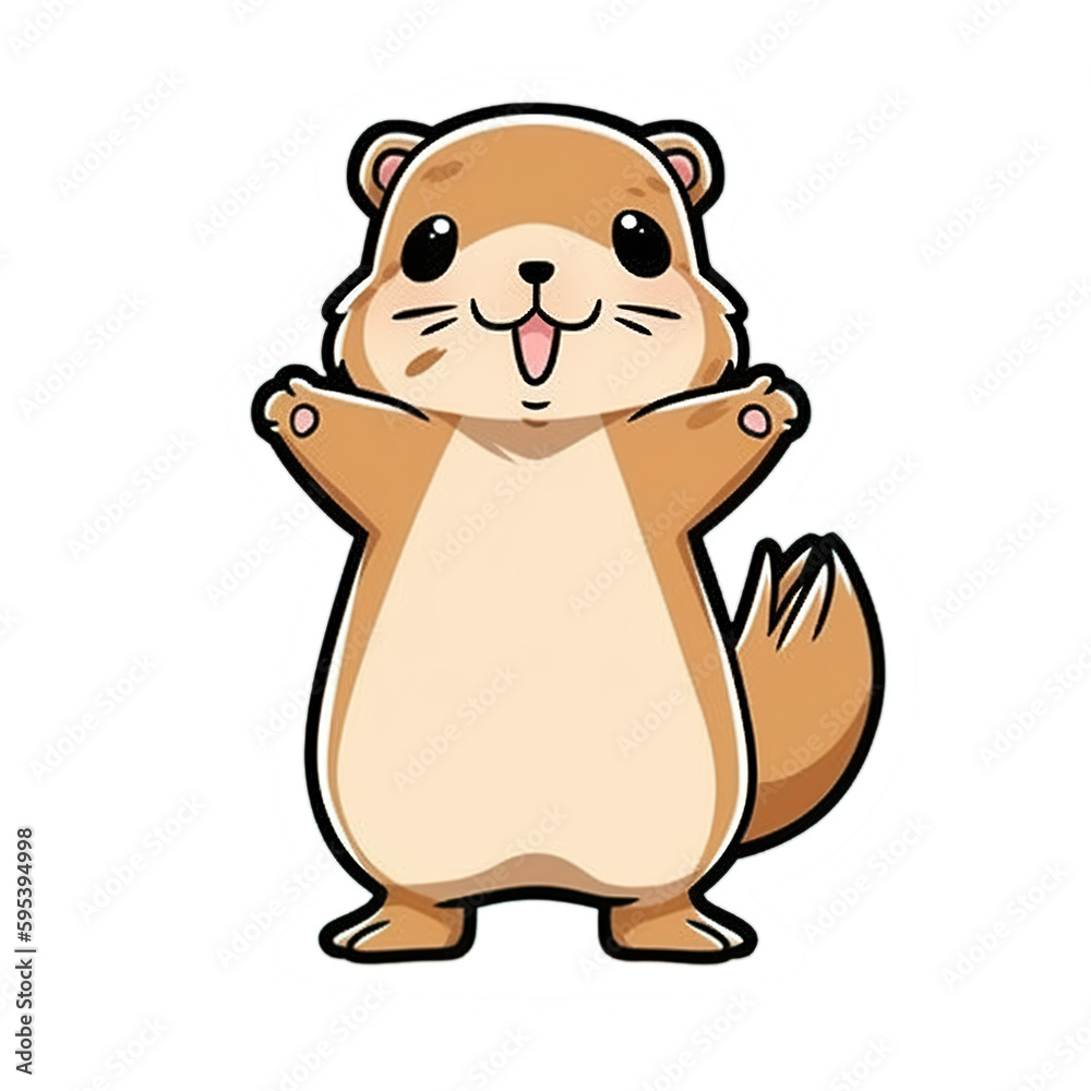 Kawaii black-tailed prairie dog, cartoon style Kawaii black-tailed prairie dog, cartoon style