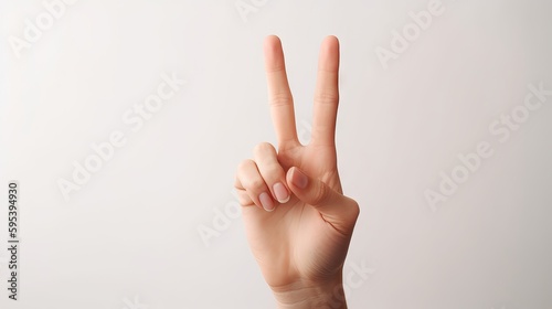 Wallpaper Mural Hand raising index and middle fingers, displaying the peace sign, generative ai Torontodigital.ca