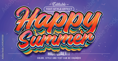 Editable text style effect - Happy Summer text style theme.