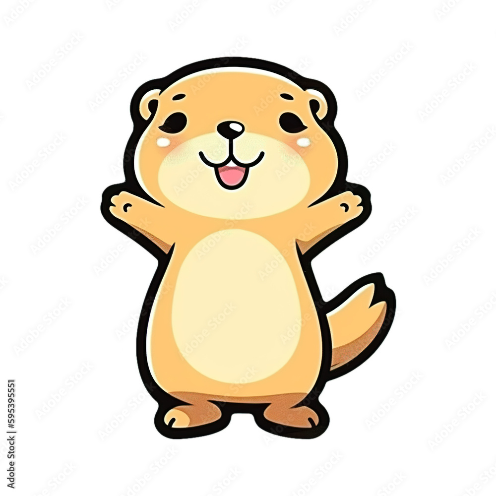 Kawaii black-tailed prairie dog, cartoon style Kawaii black-tailed prairie dog, cartoon style