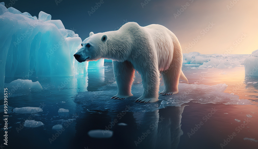 Polar bear in ice AI Generated illustration photo