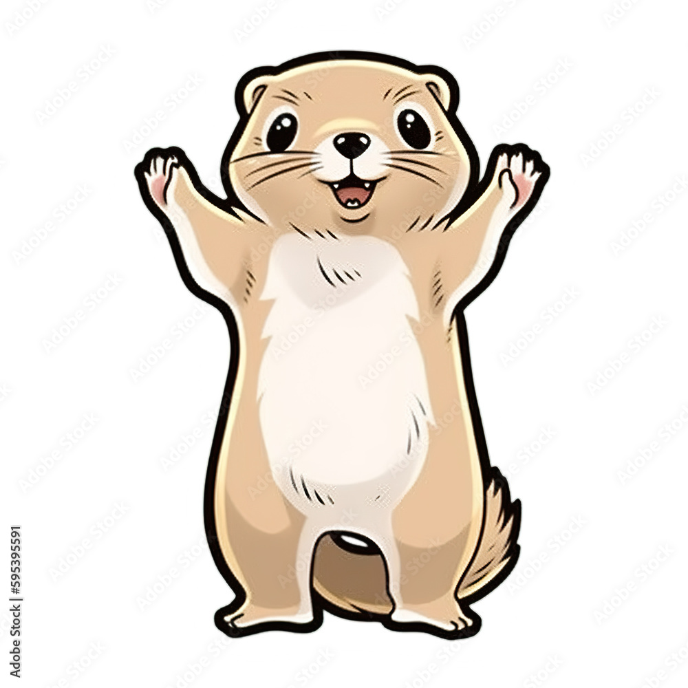 Kawaii black-tailed prairie dog, cartoon style Kawaii black-tailed prairie dog, cartoon style