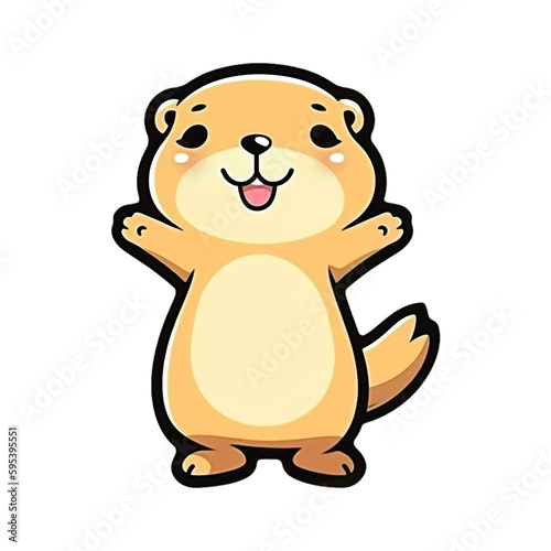 Kawaii black-tailed prairie dog  cartoon style