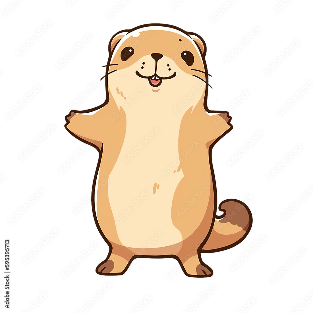 Kawaii black-tailed prairie dog, cartoon style