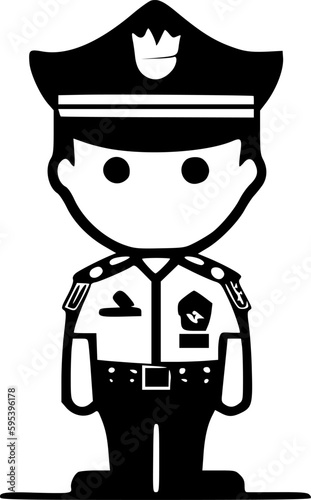 Police | Black and White Vector illustration