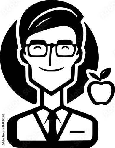 Teacher | Black and White Vector illustration