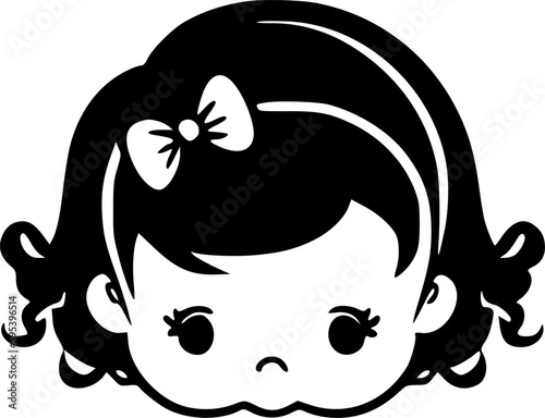 Baby Girl | Black and White Vector illustration