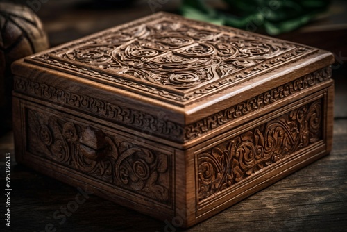 beautiful elegantly decorated wooden box created with Generative AI technology © StockMedia