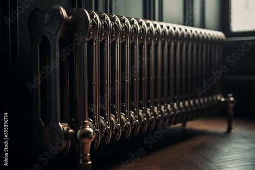 3D model of metal radiator for heating a room. Generative AI