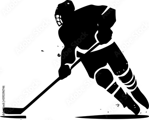 Hockey - Black and White Isolated Icon - Vector illustration