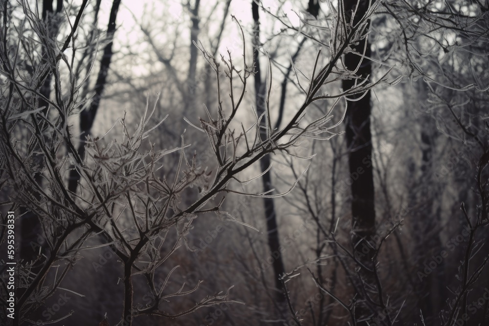 black and white trees in the forest. Generative AI black and white trees in the forest. Generative AI
