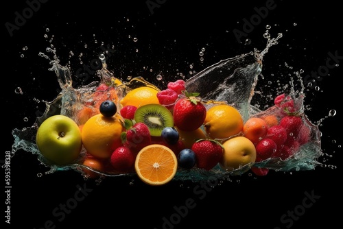 fruit in water splash beautiful effect high quality image