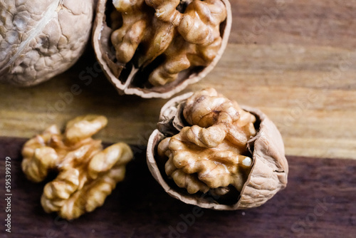 Walnuts in a shell close up
