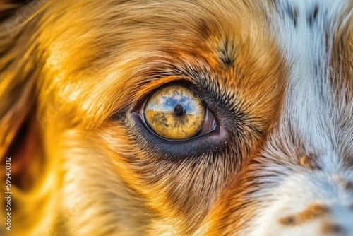 close up of a dogs eye with shallow depth of field. Generative AI © 2rogan