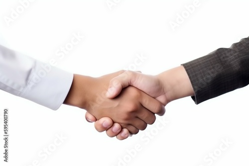 Shaking Business Hands on White Background. Generative ai