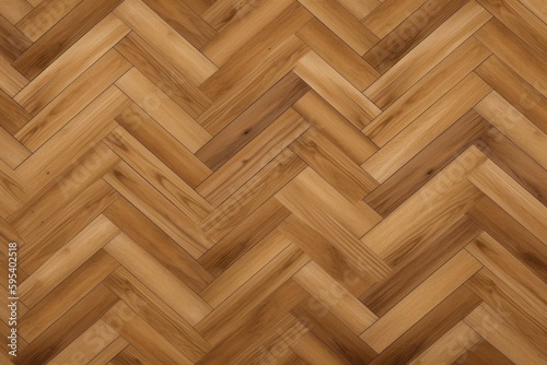 close up of a wooden floor with a chevron pattern. Generative AI