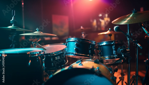 The drummer rocks the stage with metal generated by AI