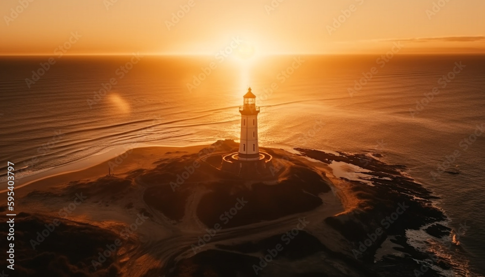 Tranquil sunset over water, nature peaceful gift generated by AI Tranquil sunset over water, nature peaceful gift generated by AI