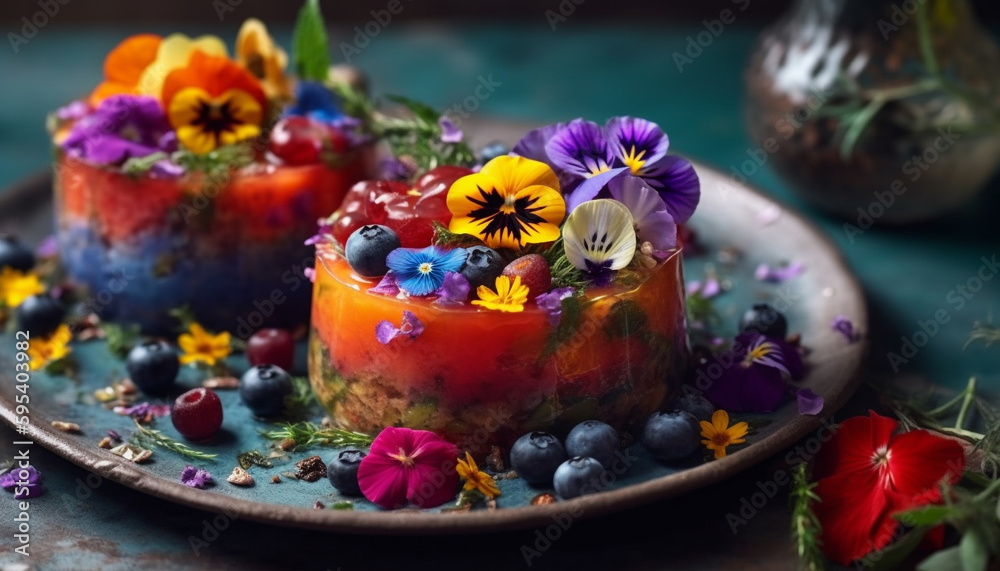 Homemade berry cheesecake, a gourmet indulgence scene generated by AI