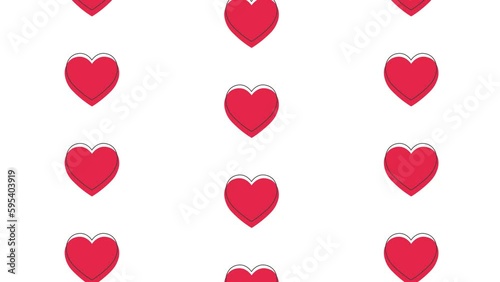 animation of red heart on white background. Looped heart. Render of romantic background for valentines day 14 february. Love heart background