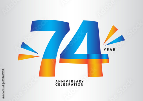 74 year anniversary celebration logotype vector, 74 number design, 74th Birthday invitation, anniversary logo template, logo number design vector, calligraphy font, typography logo, vector design