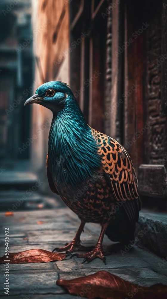 Obraz premium Vibrant Colorful Bird Closeup. Generative ai
