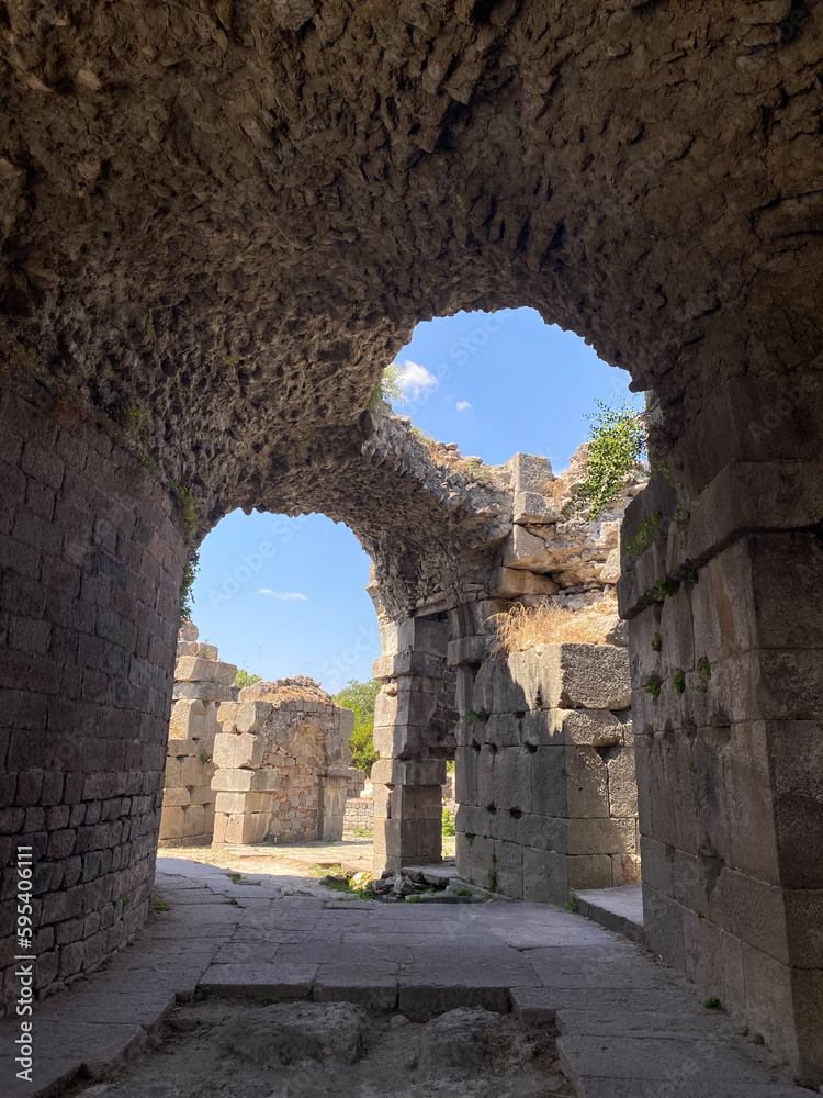 Tunnels in the Sanctuary of Asclepion, the ruins of Pergamon lower city. Bergama (Izmir region), Turkey (Turkiye)