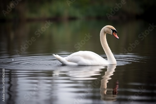 swan on the lake. Generative AI