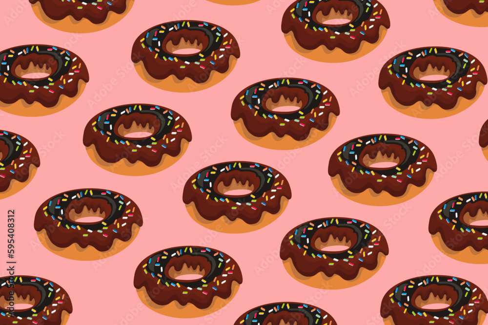 Colorful donuts with topping on pastel pink background, minimal sweet food concept Colorful donuts with topping on pastel pink background, minimal sweet food concept