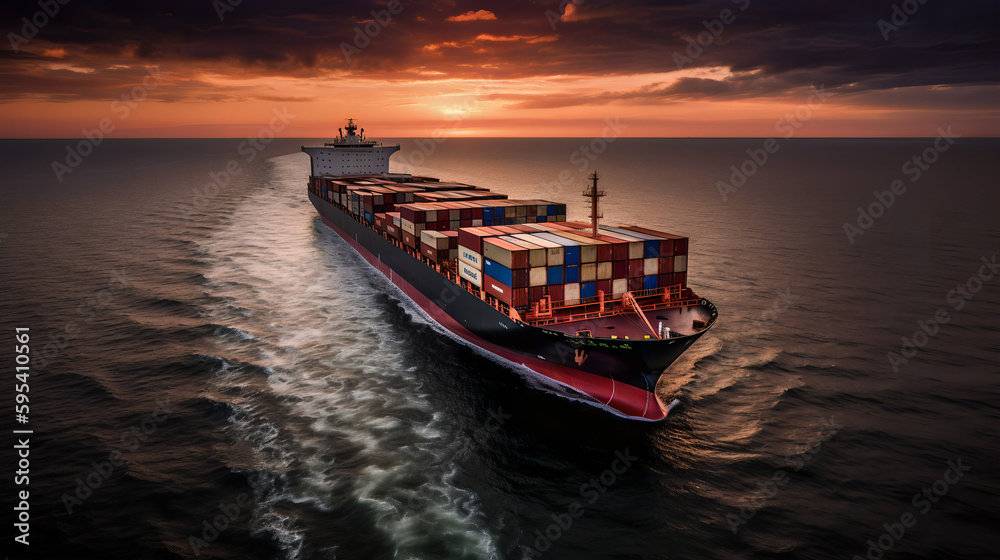Container cargo ship, Shipping, Trading, Cargo, Import, Expoert - Generative AI