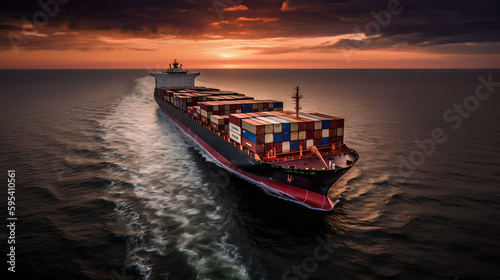 Container cargo ship  Shipping  Trading  Cargo  Import  Expoert - Generative AI
