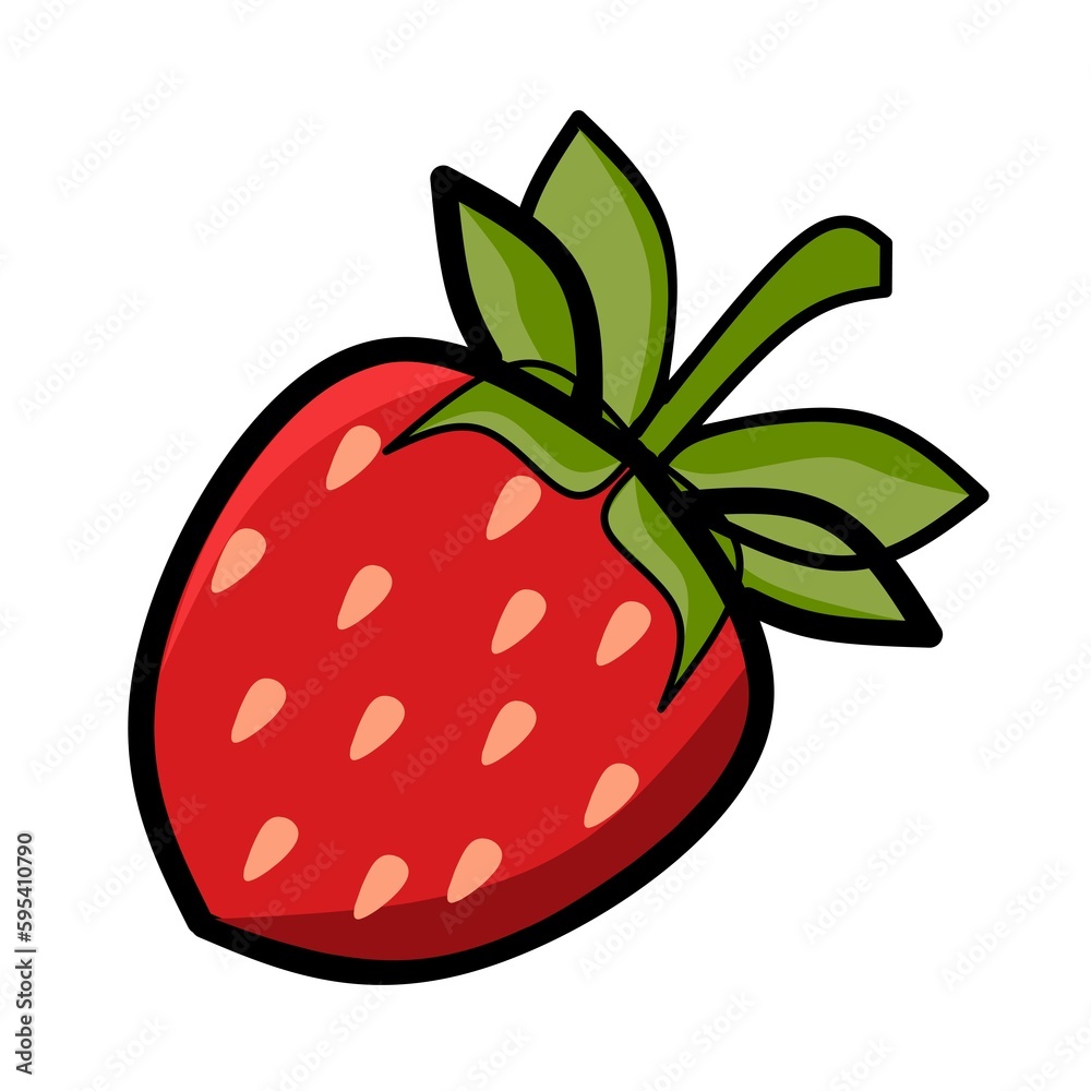 Obraz premium Stawberry red summer fruit, white background. illustration graphic of fresh farm organic berry. 