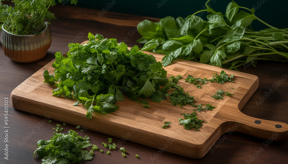 Fresh vegetarian salad with parsley and cilantro seasoning generated by AI Fresh vegetarian salad with parsley and cilantro seasoning generated by AI